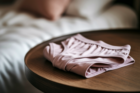 culotte-menstruelle-pliee-table-bois