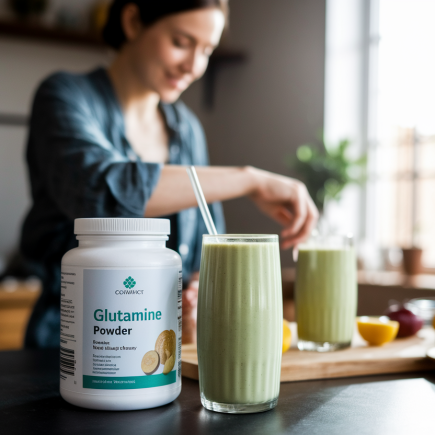 jeune-femme-cuisine-smoothie-glutamine