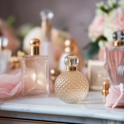 table-coiffeuse-bouteille-parfum-doree