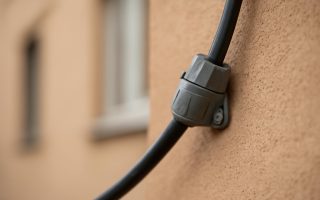 cable-electrique-facade-batiment-flou