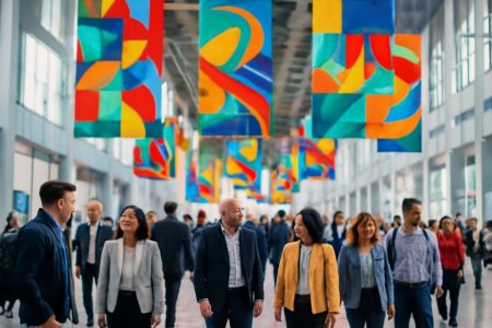 centre-convention-people-bannières-colorées