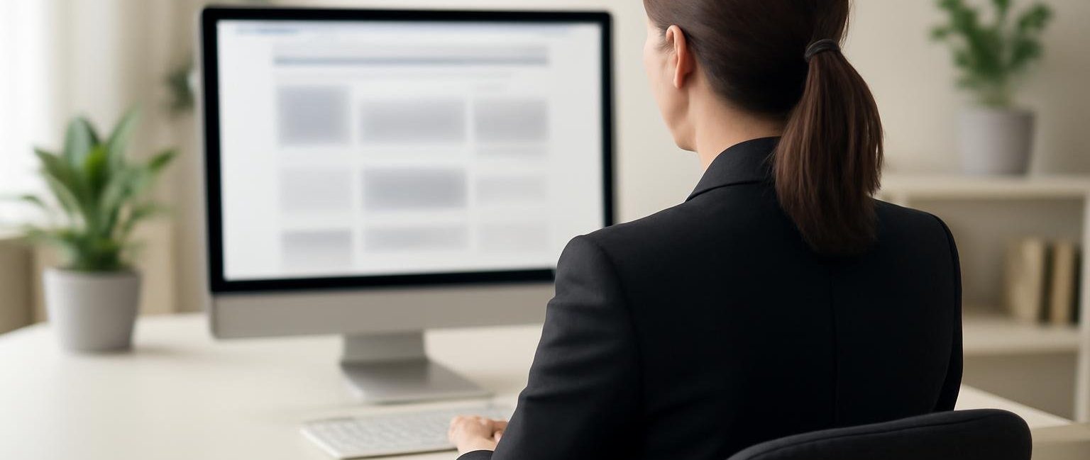 femme-bureau-ordinateur-arriere-plan-flou