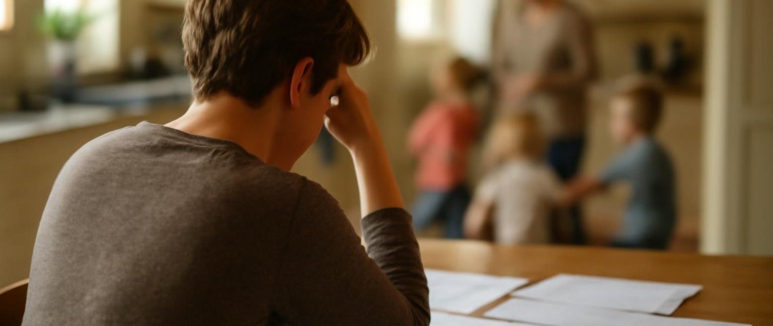 parent-reflechi-table-cuisine-papiers-calculatrice