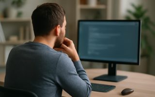 personne-bureau-ecran-etagere-plantes