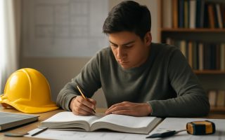 personne-etude-materiaux-construction-plan-flous