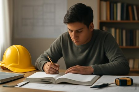 personne-etude-materiaux-construction-plan-flous