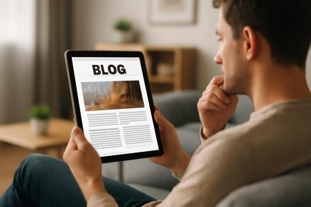 personne-tablette-salon-moderne