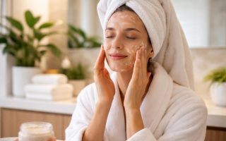 femme-salle-bain-exfoliant-plantes